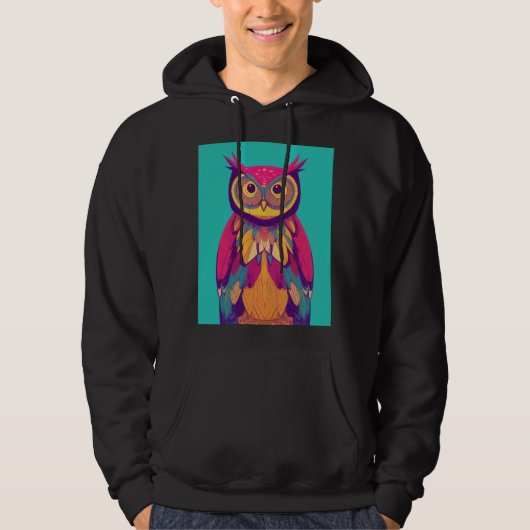 Farbige Owl Portrait Illustration - Bright Bird Hoodie (Vorderseite)