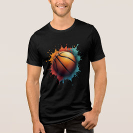 Farbige Paint Spritzer Basketball Tri-Blend Shirt