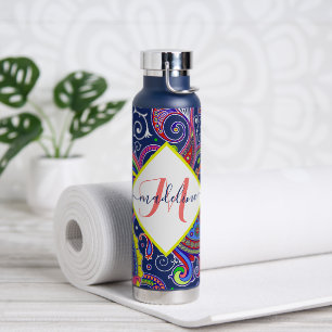 Farbige Paisley-Personalisierung Trinkflasche