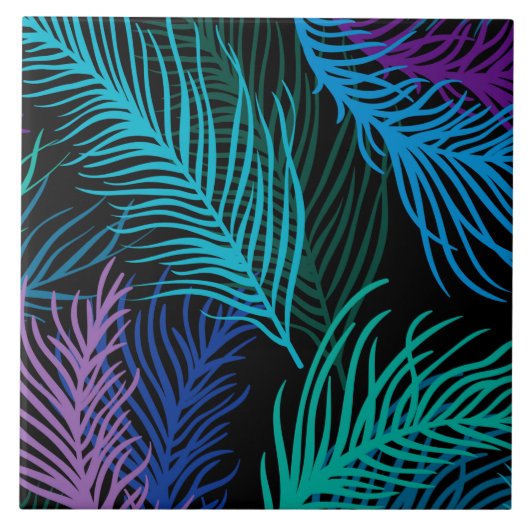 Farbige Palm-Blätter Fliese (Vorderseite)