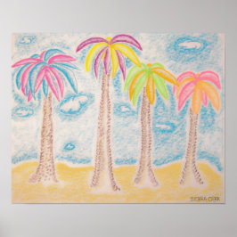 Farbige Palmen drucken Poster