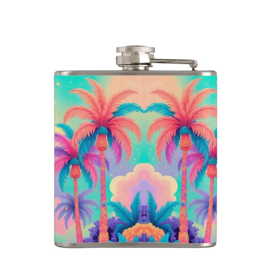 Farbige Palmen Flachmann (Rückseite)