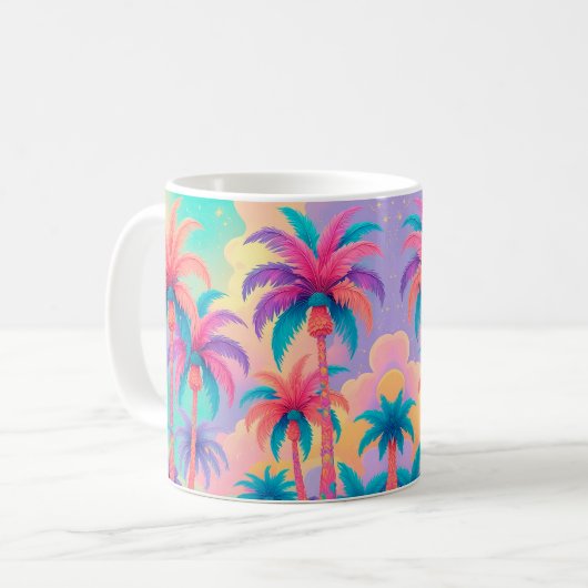 Farbige Palmen Kaffeetasse (Vorderseite Links)