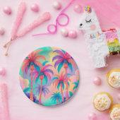 Farbige Palmen Pappteller (Party)