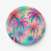 Farbige Palmen Pappteller (Vorderseite)