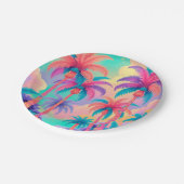 Farbige Palmen Pappteller (Schrägansicht)
