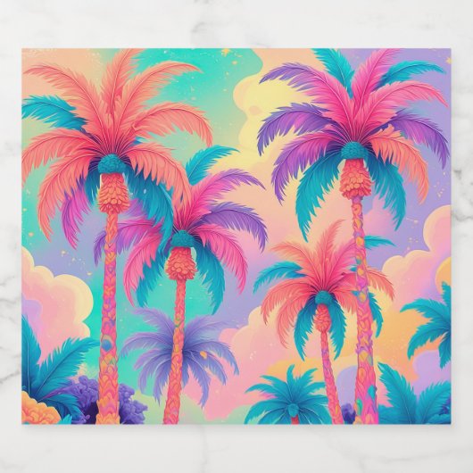 Farbige Palmen Schaumweinetikett (Einzelnes Label)