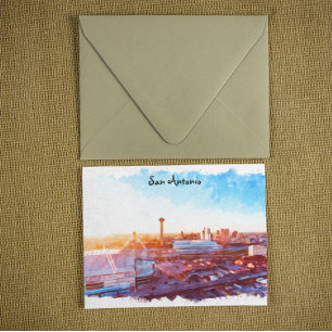 Farbige Panoramaansicht von San Antonio Texas Postkarte