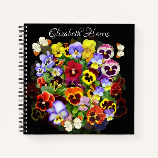 Farbige Pansy-Anordnung mit Schmetterlingen nicht Notizblock (Vorderseite)