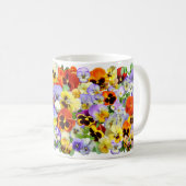 Farbige Pansy Collage Kaffeetasse (VorderseiteRechts)