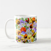 Farbige Pansy Collage Kaffeetasse (Links)