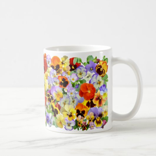 Farbige Pansy Collage Kaffeetasse (Rechts)