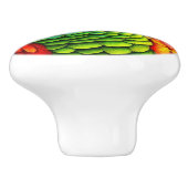 Farbige Papagei-Illustration vor dem rosa Rücken Keramikknauf (Seitenansicht)