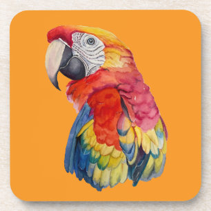 Farbige Papageien-Wasserfarben-Illustration Getränkeuntersetzer