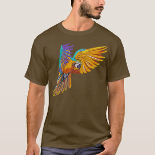 Farbige Papageienstickerei T-Shirt
