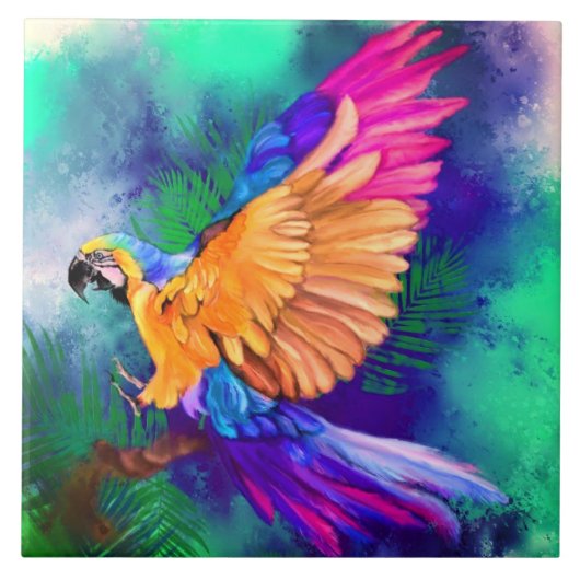 Farbige Papageienteile Fliese (Vorderseite)