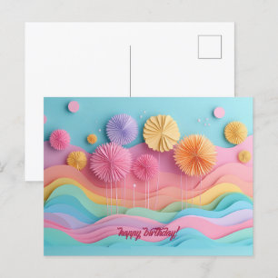 Farbige Papercut Feuerwerke Geburtstag Postkarte