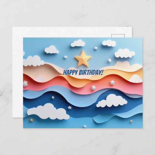 Farbige Papercut Feuerwerke Geburtstag Postkarte (Vorne/Hinten)