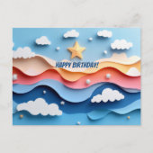 Farbige Papercut Feuerwerke Geburtstag Postkarte (Vorderseite)