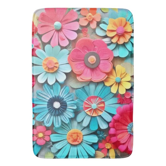Farbige Papier Blumenkunst Badematte (Vorderseite Vertikal)