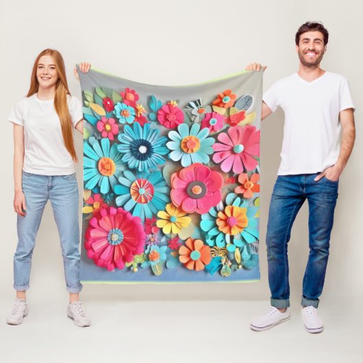 Farbige Papier Blumenkunst Fleecedecke (Beispiel)