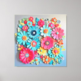 Farbige Papier Blumenkunst Leinwanddruck