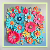 Farbige Papier Blumenkunst Poster (Vorne)