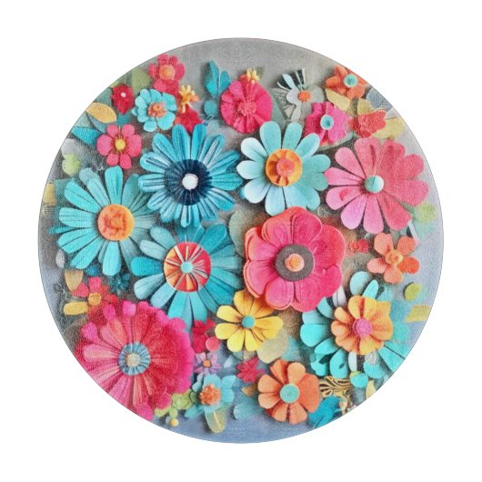Farbige Papier Blumenkunst Schneidebrett (Vorderseite)