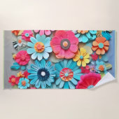 Farbige Papier Blumenkunst Strandtuch (Vorderseite)