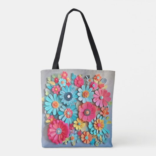 Farbige Papier Blumenkunst Tasche (Rückseite)
