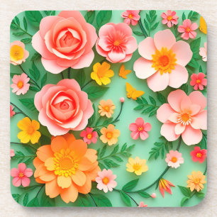 Farbige Papierblumenanordnung Getränkeuntersetzer