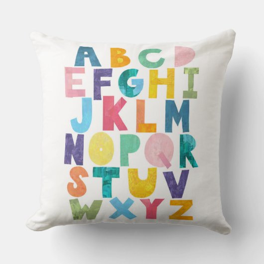Farbige PapierCollage Alphabet Kissen (Vorderseite)