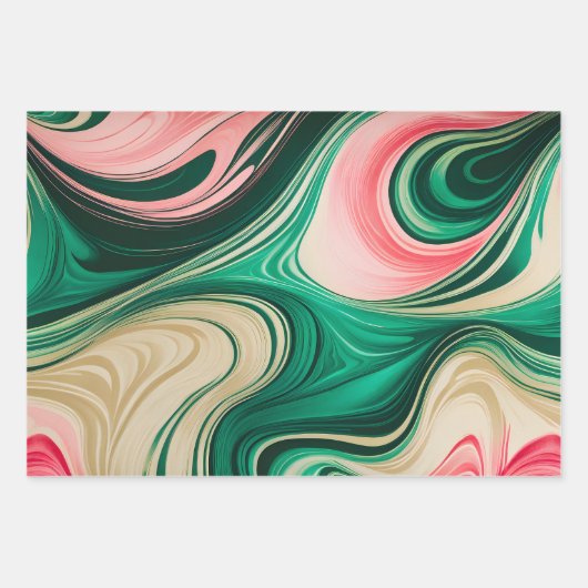 Farbige Papierhandtücher aus Marmor Geschenkpapier Set (Vorderseite 3)