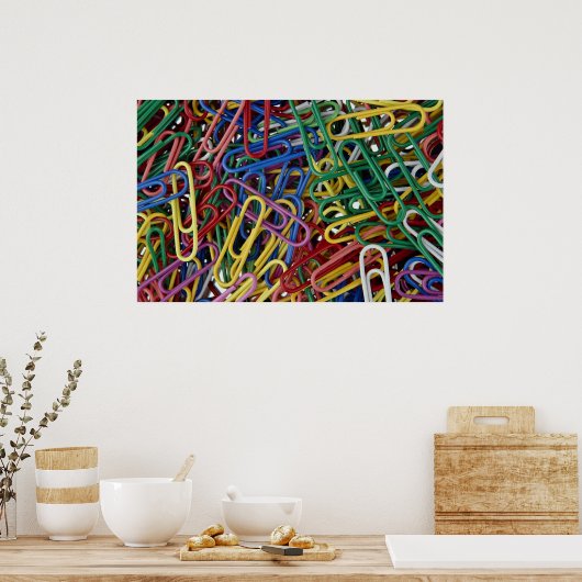 Farbige Papierklammern Poster (Küche)