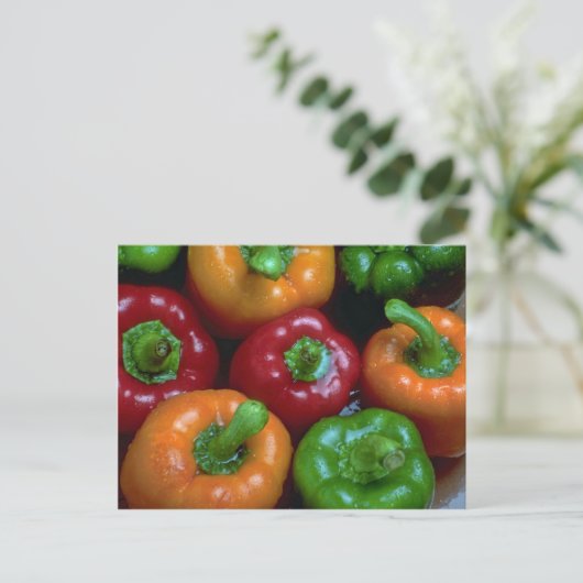 Farbige Paprikaschoten, nah-up Postkarte (Stehend Vorderseite)