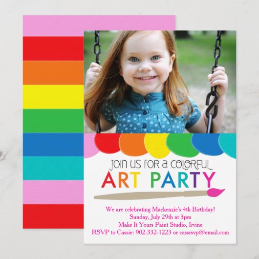 Farbige Party Einladung (Vorne/Hinten)