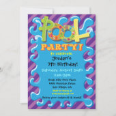 Farbige Party Einladungen am Pool (Vorderseite)