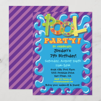 Farbige Party Einladungen am Pool