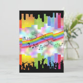 Farbige Party-Musik Einladung (Stehend Vorderseite)