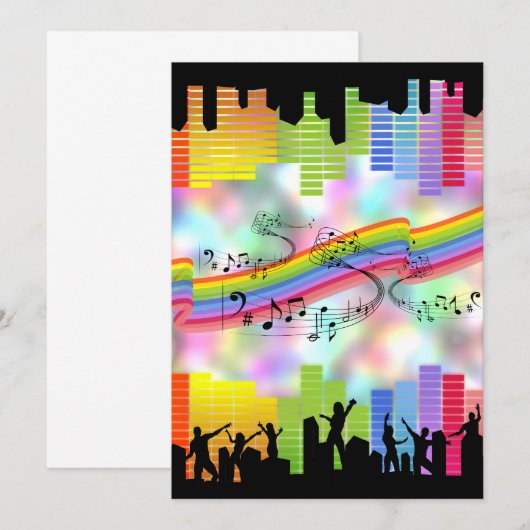 Farbige Party-Musik Einladung (Vorne/Hinten)