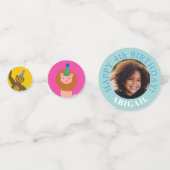 Farbige Party Tiere Jahr Name Foto Geburtstag Konfetti (Rückseiten)