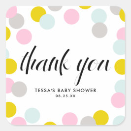 Farbige Pastel Confetti Dots Rahmen Danke Quadratischer Aufkleber