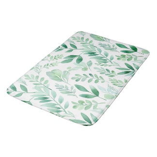 Farbige Pastel Eucalyptus Wasserfarbene Blätter Badematte