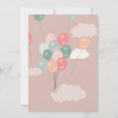 Farbige Pastel Party Balloons Babydusche Einladung (Rückseite)