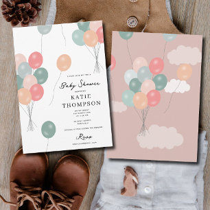 Farbige Pastel Party Balloons Babydusche Einladung