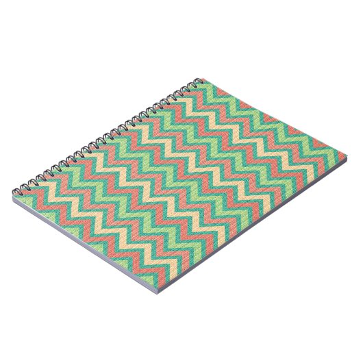 Farbige Pastel Retro Zickzack Muster Textur Notizblock (Linke Seite)