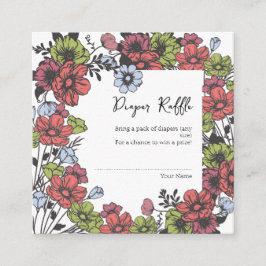 Farbige Pastel-Wildblume Baby Diaper Raffel Begleitkarte