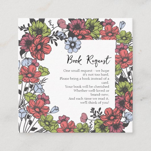 Farbige Pastel Wildblume Babybuchanfrage Begleitkarte (Vorderseite)