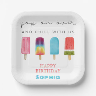 Farbige Pasteleis Creme Geburtstagspolette Pappteller