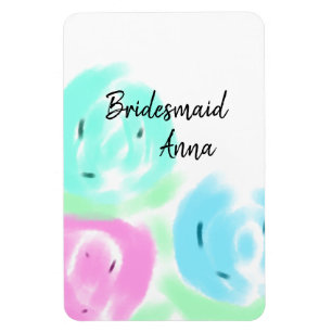 Farbige Pastell-Aquarell-Blumen-Brautjungfer hinzu Magnet